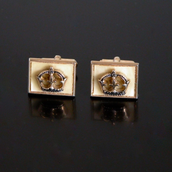 Vintage SWANK Royal Crown Gold Tone Cufflinks - Picture 2 of 4